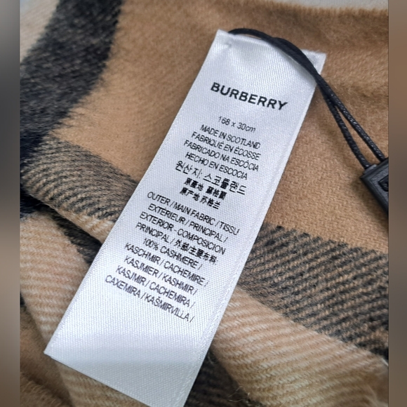 Burberry Giant Check 100% Cashmere Scarf Archive Beige Scotland 168x30 $500+ - Picture 4 of 16